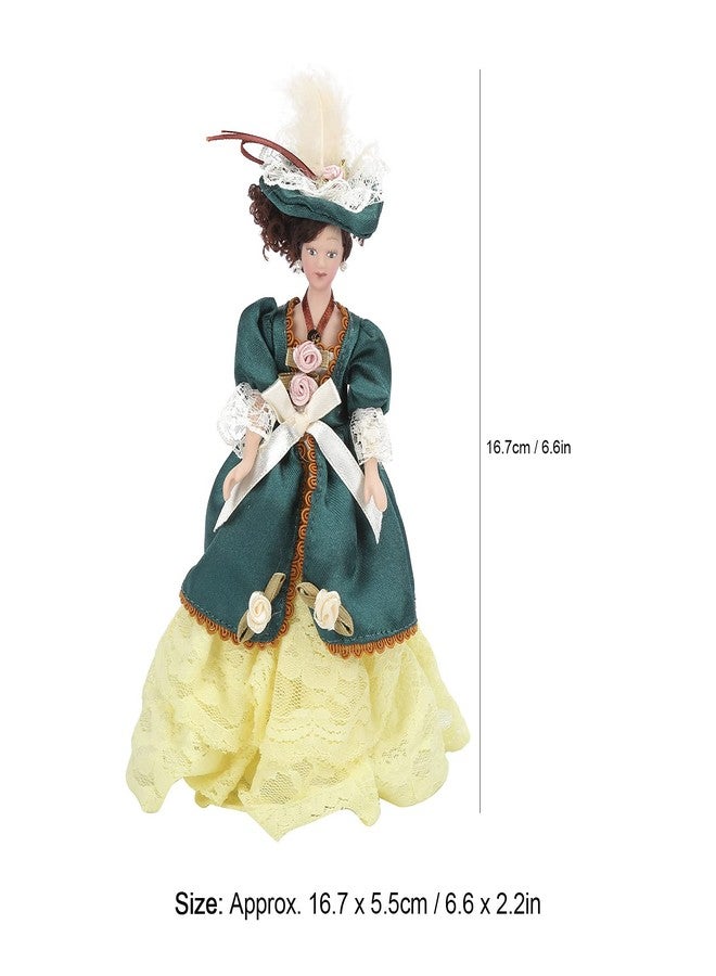 Zerodis Dollhouse People Victorian Lady, 1:12 Dollhouse Figures Model Mini Movable with Green Dress Hat - Image 2